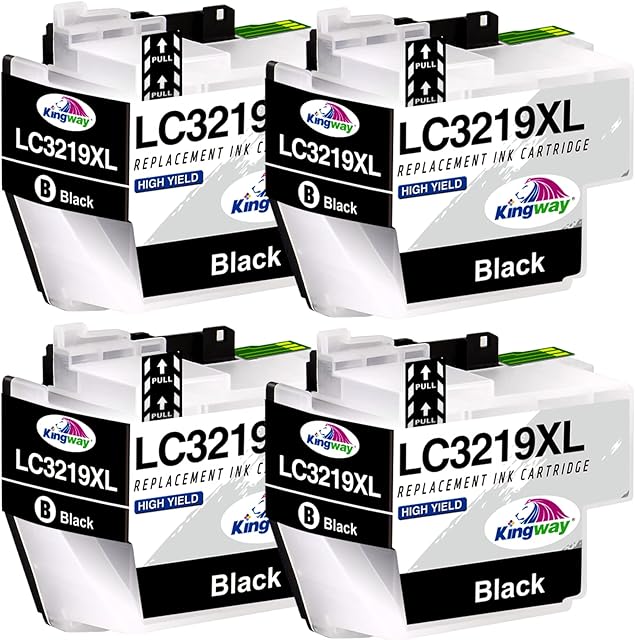 Kingway LC3219XL Ink Cartridges Black for Brother LC3219XL LC3217 Ink Black Compatible with Brother MFC-J5330DW MFC-J5730DW MFC-J5930DW MFC-J6530DW MFC-J6930DW MFC-J6935DW MFC-J5335DW Printer, 4 Black