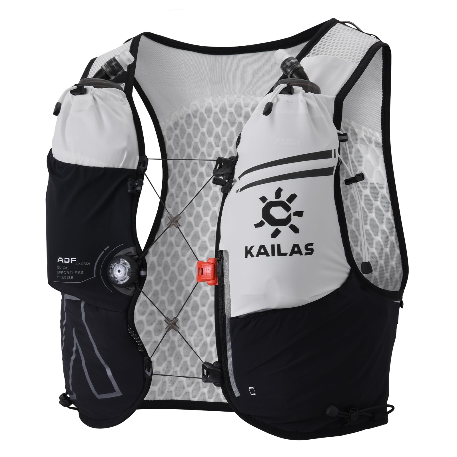 KAILAS FUGA AIR 8L Running Vest Hydration Backpack Hydration Vest Water Backpack Lightweight with Two TPU Water Bladders for Women Men Trail Cycling Hiking Black and White XL