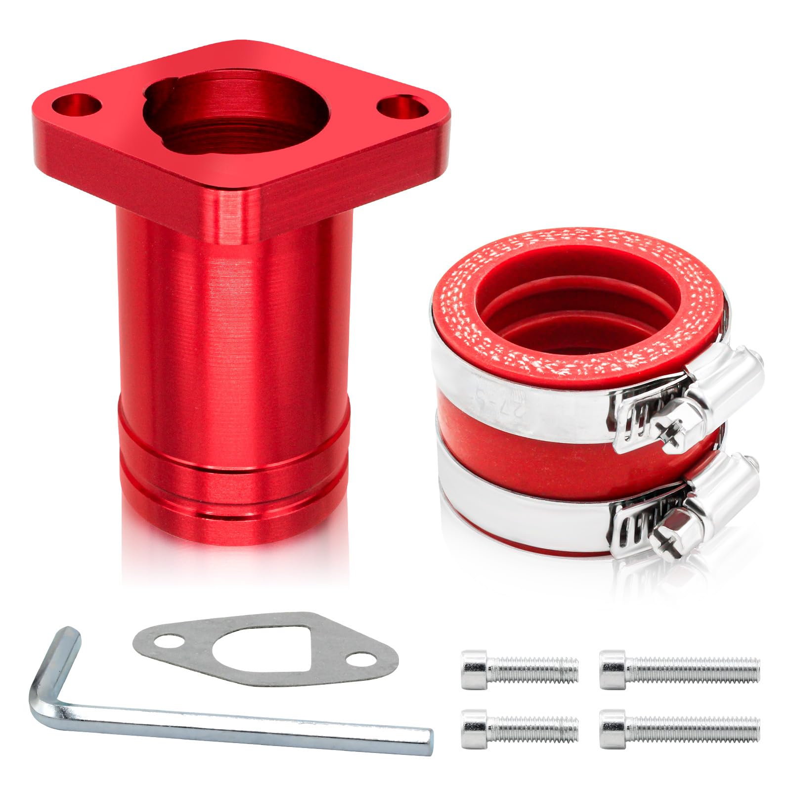 Upgraded Intake Manifold for Predator 212cc 196cc 224cc Engine Performance Parts, for PWK 24mm 28mm Carburetor Coleman ct200u bt200x b200cc b200r kt196 Mini Bike Go Kart (Red)