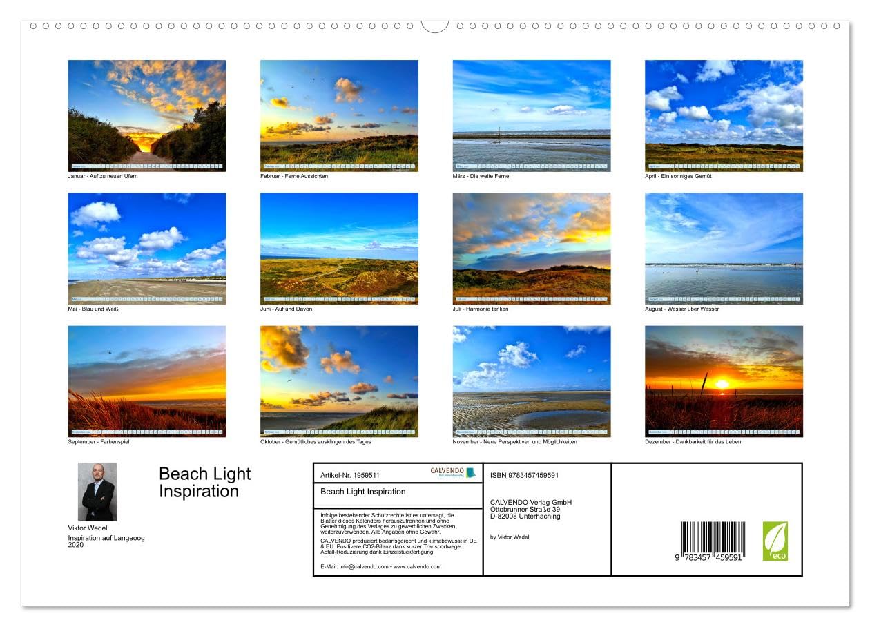 Beach Light Inspiration (hochwertiger Premium Wandkalender 2026 DIN A2 quer), Kunstdruck in Hochglanz: Strand Motivation, Lichtzauber (CALVENDO Natur)