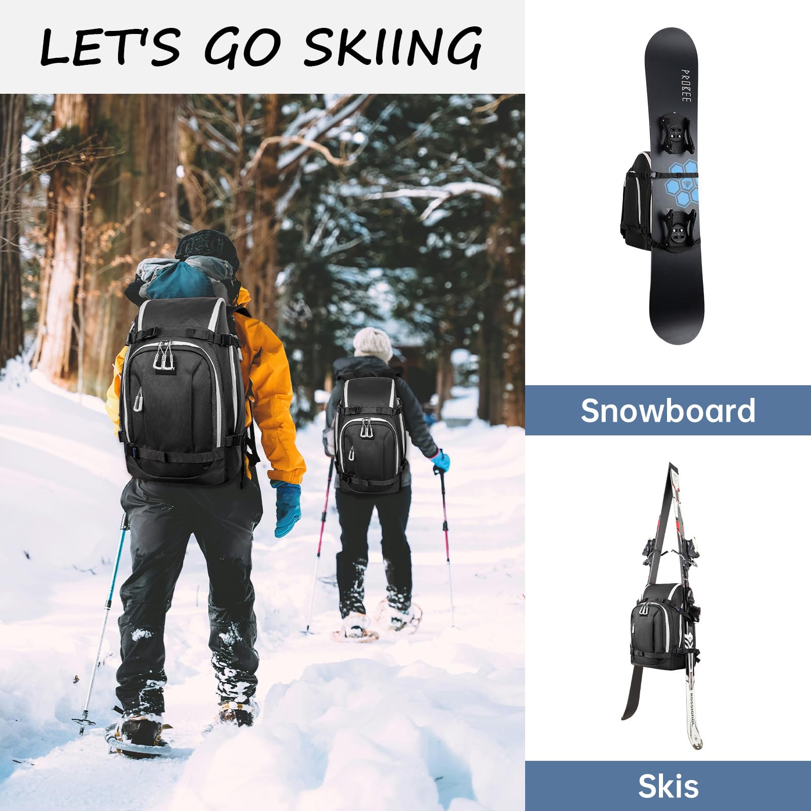 Sac à Chaussures de Ski 50 L avec Compartiment pour Casque et Bottes