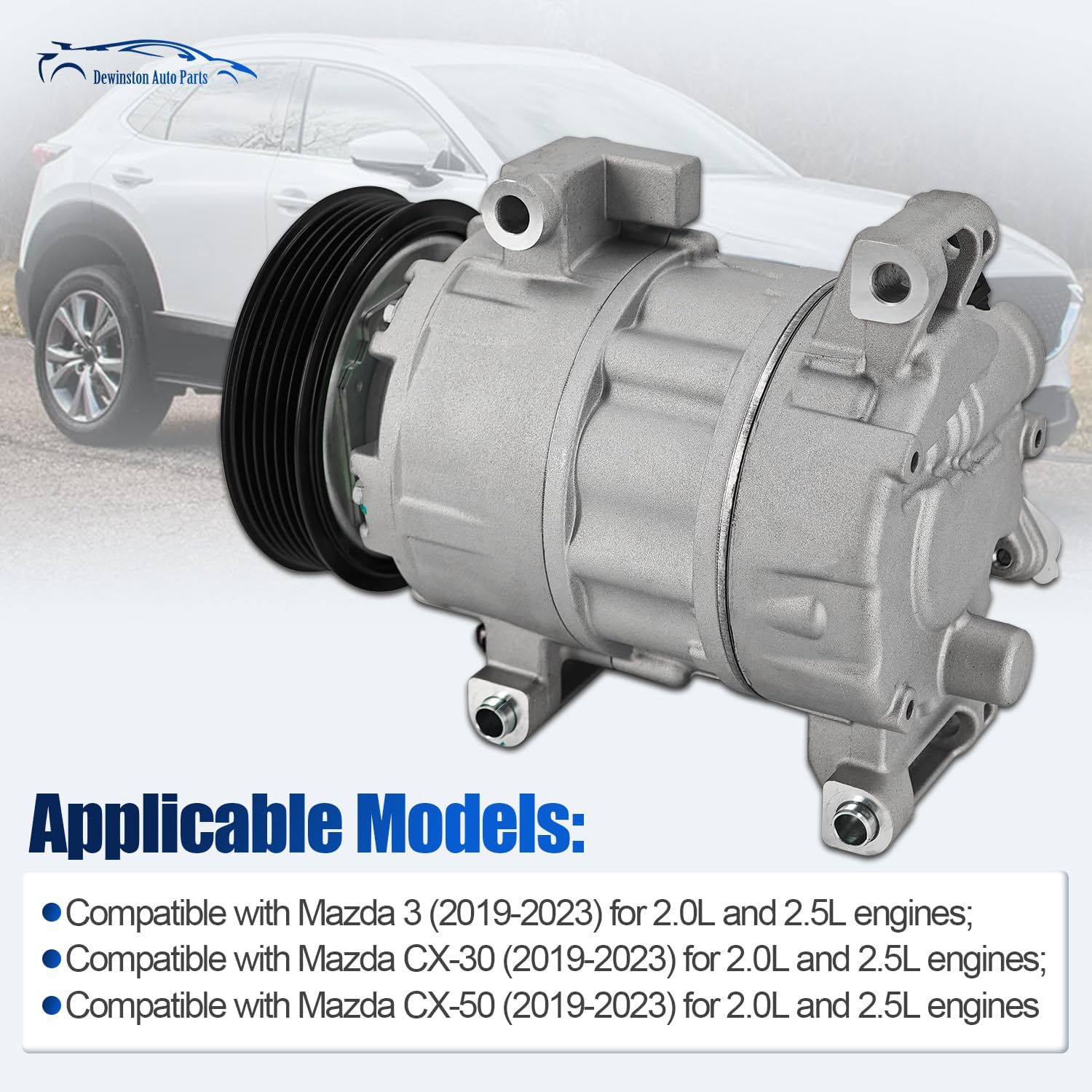 BDGF61450 New AC Compressor AEH394 Fit for Mazda 3 CX-30 CX-50 2019-2023 2.5L, 3DA-DM8P BDGH61450 BDGF61450 MZBDGF61450 158394 640032 A76519 AEH394 AEG394