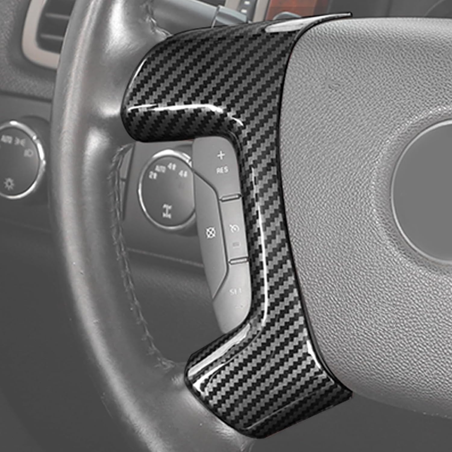 CheroCar Steering Cover Button Frame Interior Decal Trim Fit for 2007-2013 Chevry Silverado Avalanche Suburban Tahoe Traverse 1500 2500HD 3500HD & Yukon Sierra & Cadillac Escalade
