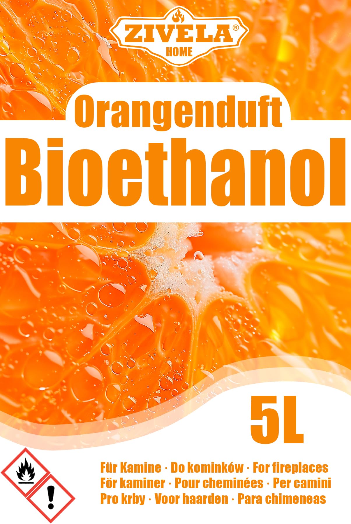 Bioetanol 96,6% 5 l | bio alkohol o zapachu pomarańczy 96,6% 5 l | bioetanol do kominka, kominka stołowego, bioetanolu | bioetanol o zapachu pomarańczy | czyste spalanie, bez dymu, żywy i stabilny