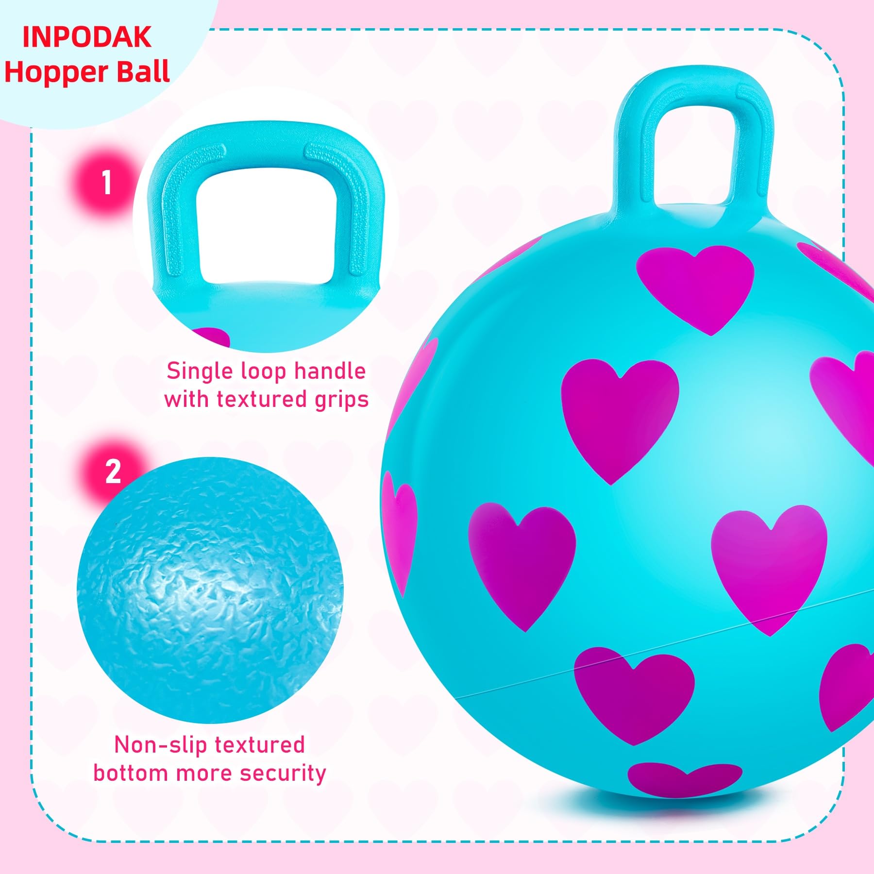 INPODAK 38cm Space Hopper (Blu & Rosso)
