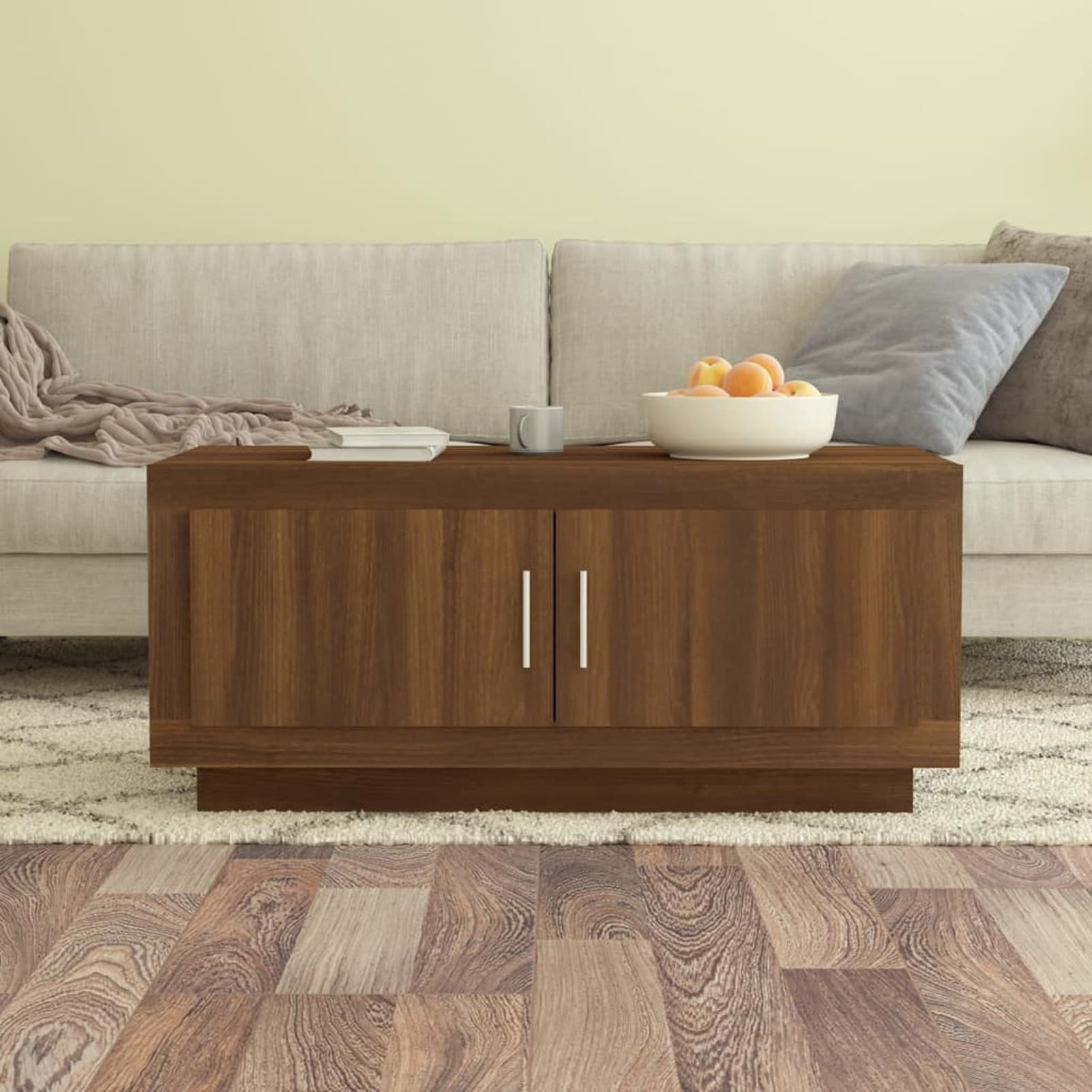 Homgoday Tavolino da caffè in rovere marrone, 102 x 50 x 45 cm, tavolino da tè per soggiorno, sala d'accoglienza degli ospiti, camera da letto e ufficio, mobili 1702