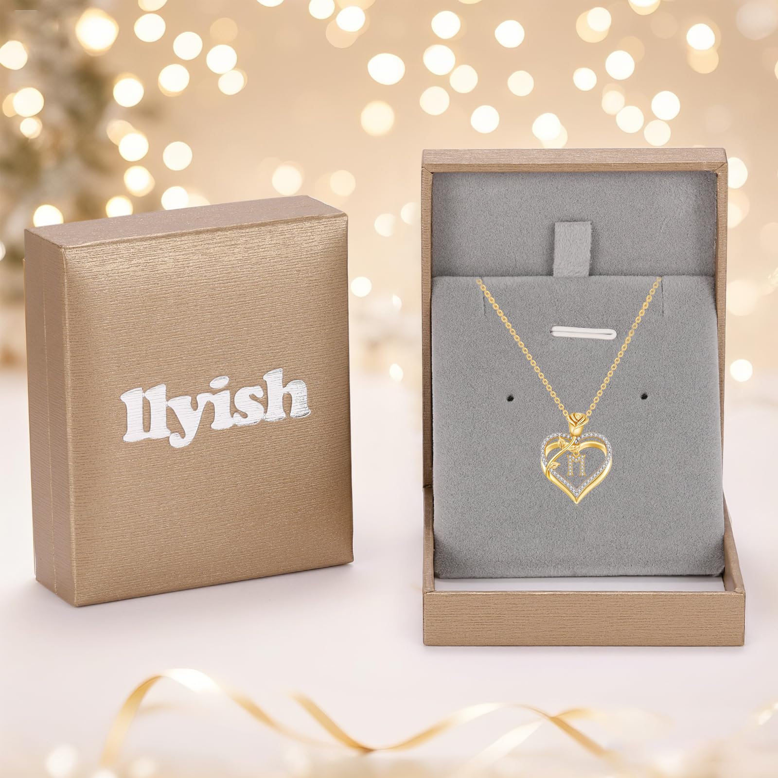 Collar Mujer A-Z Inicial de Nombre Colgante Corazon, Collar Plata de Ley 925/Latón Regalo Cumpleaños Mujer Mamá Novia para Aniversario día de San Valentín Regalos Día de la Madre
