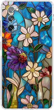 PrintiFy Samsung Galaxy S20 FE ile Uyumlu Vitray Mavi Bahar Tasar ml   effaf Silikon K l f