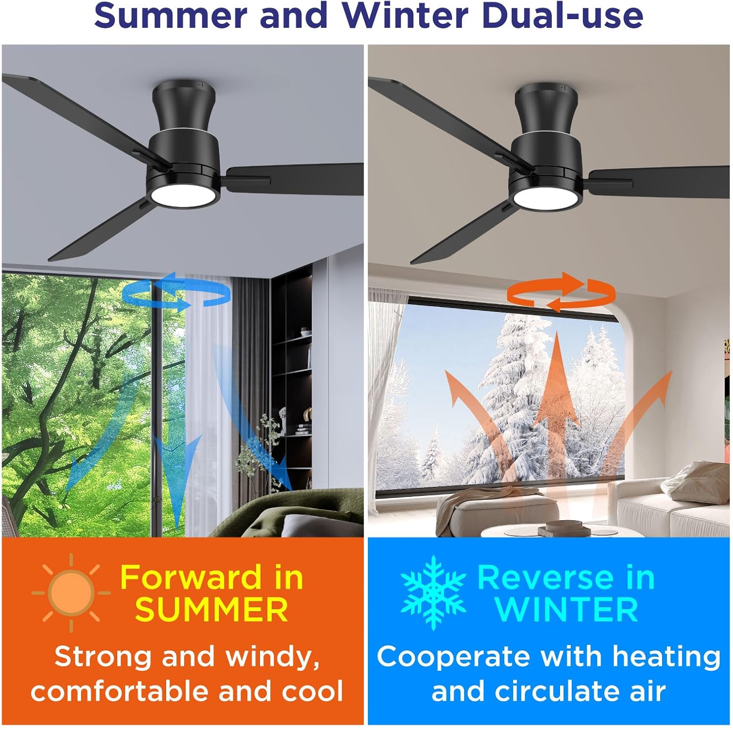 Summer and Winter modes for ceiling fan operation