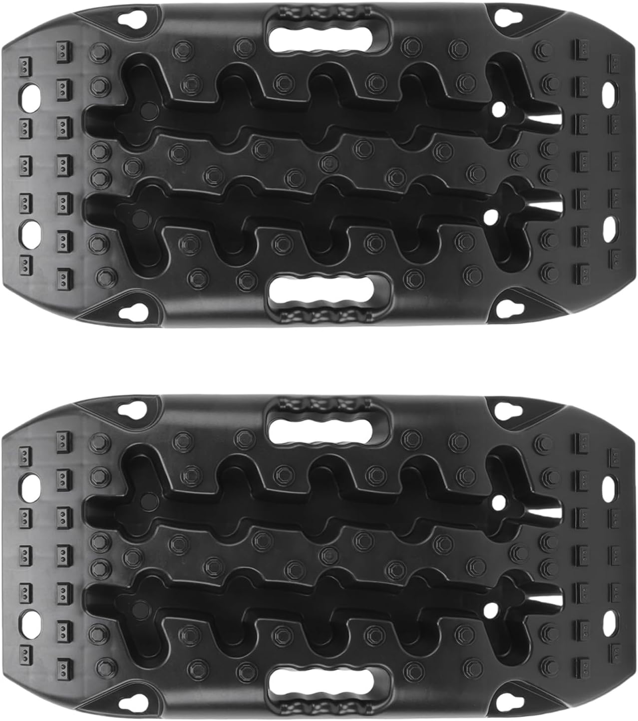 Alomejor Traction Boards, HDPE Material Offroad Recovery Tracks for Mud and Snow, 2PCS with Array Teeth for SUVs and Trucks