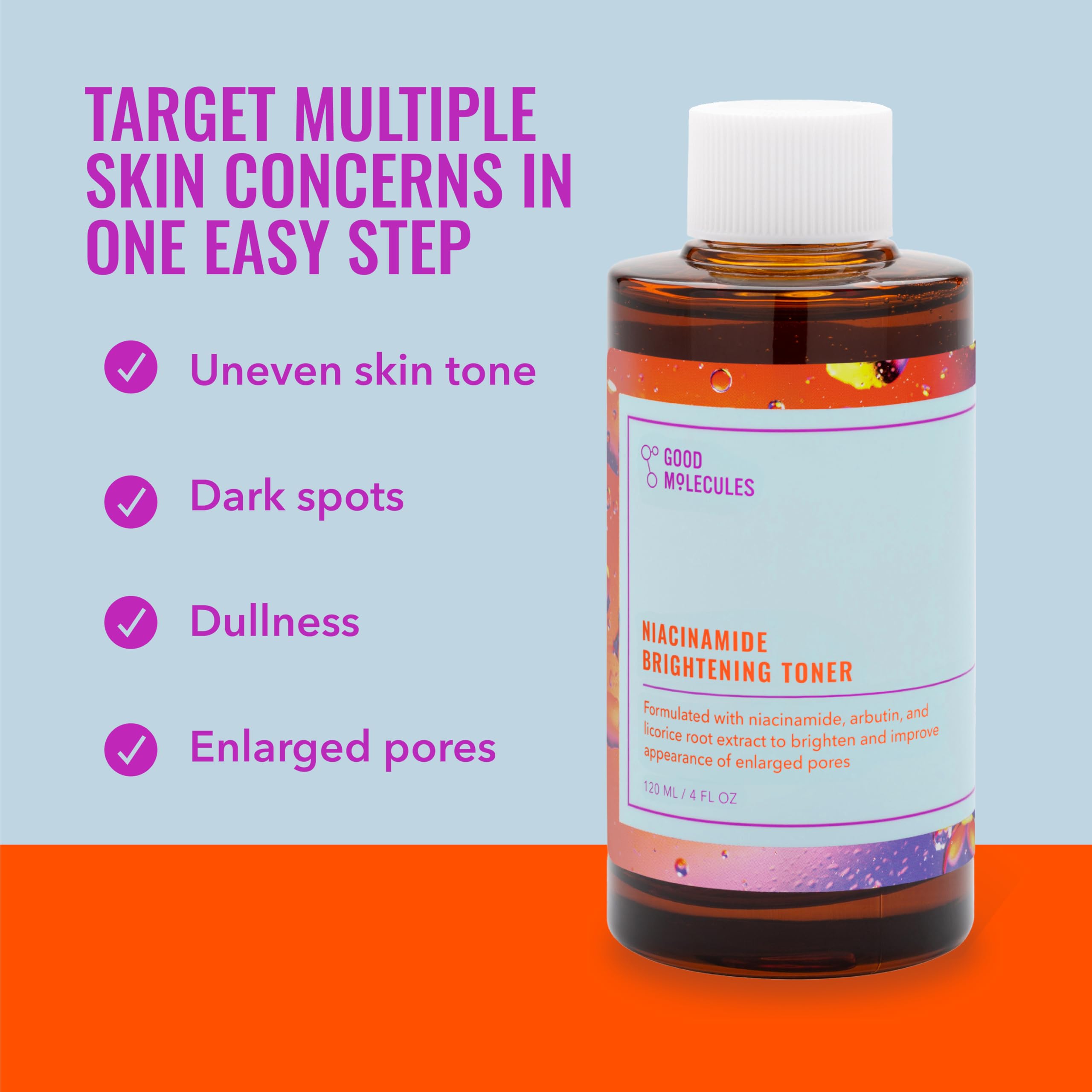 Good Molecules Niacinamide Brightening Toner - Toner for Face with Niacinamide and Arbutin for Skin Tone Balancing- Pore Minimizer, Facial Skin Care: 4 Fl Oz (Pack of 1)