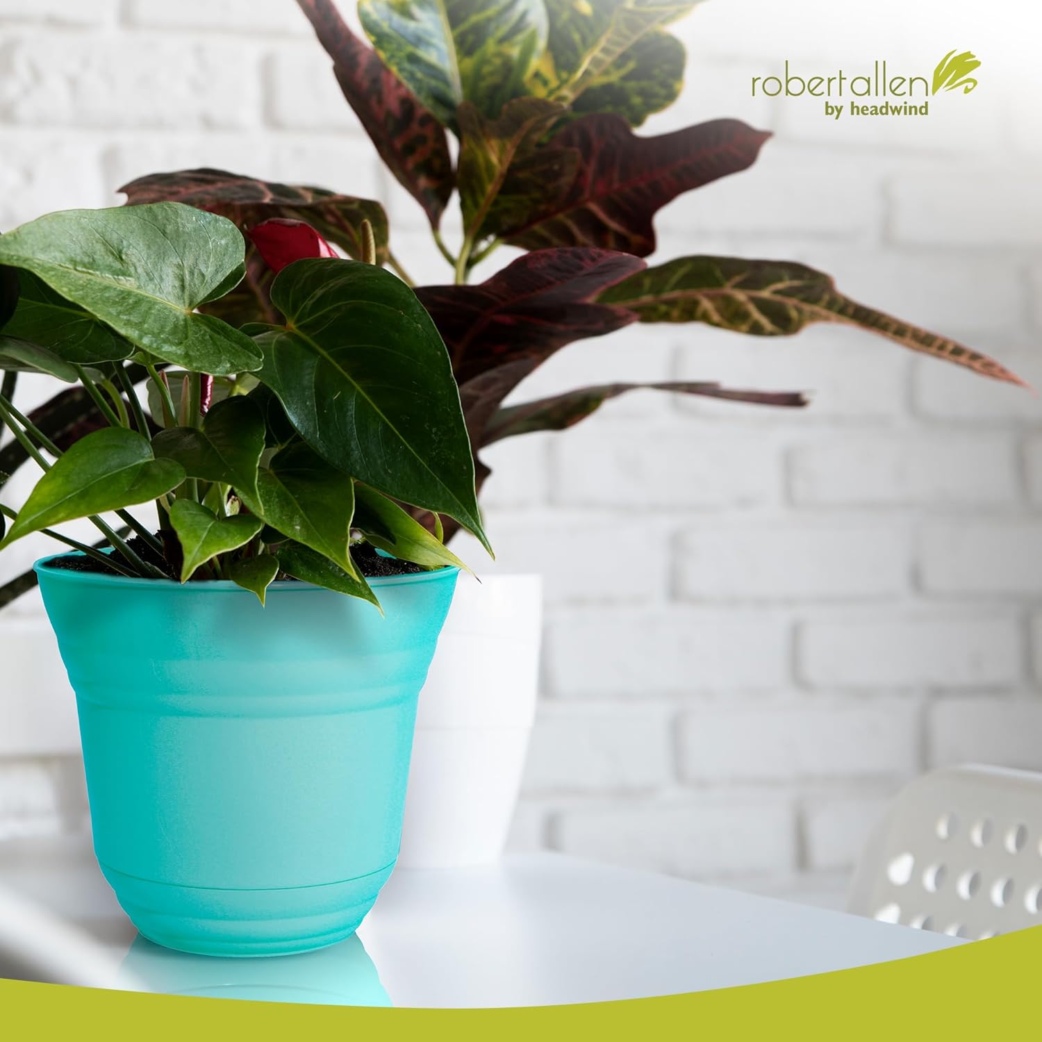 Headwind Traverse Planters – 10" 2 Pack Plastic Plant Pot in Surf Light Blue - Indoor & Outdoor Pots for Plants with Drainage - Decorative Plant Pot, Flower Pots Outdoor for Garden by Robert Allen