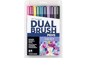 Galaxy Pen - Art Markers, Dual Tip, Fine and Brush - 10-Pack