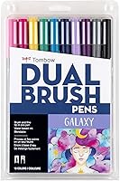 Vista 1 de Tombow 56188 Marcadores artísticos de doble pincel, Galaxy, paquete de 10. Marcadores mezclables, con pincel y punta fina