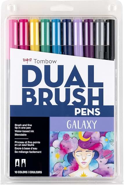 Tombow 56188 Dual Brush Pen Art Markers, Galaxy, 10-Pack. Blendable, Bru...