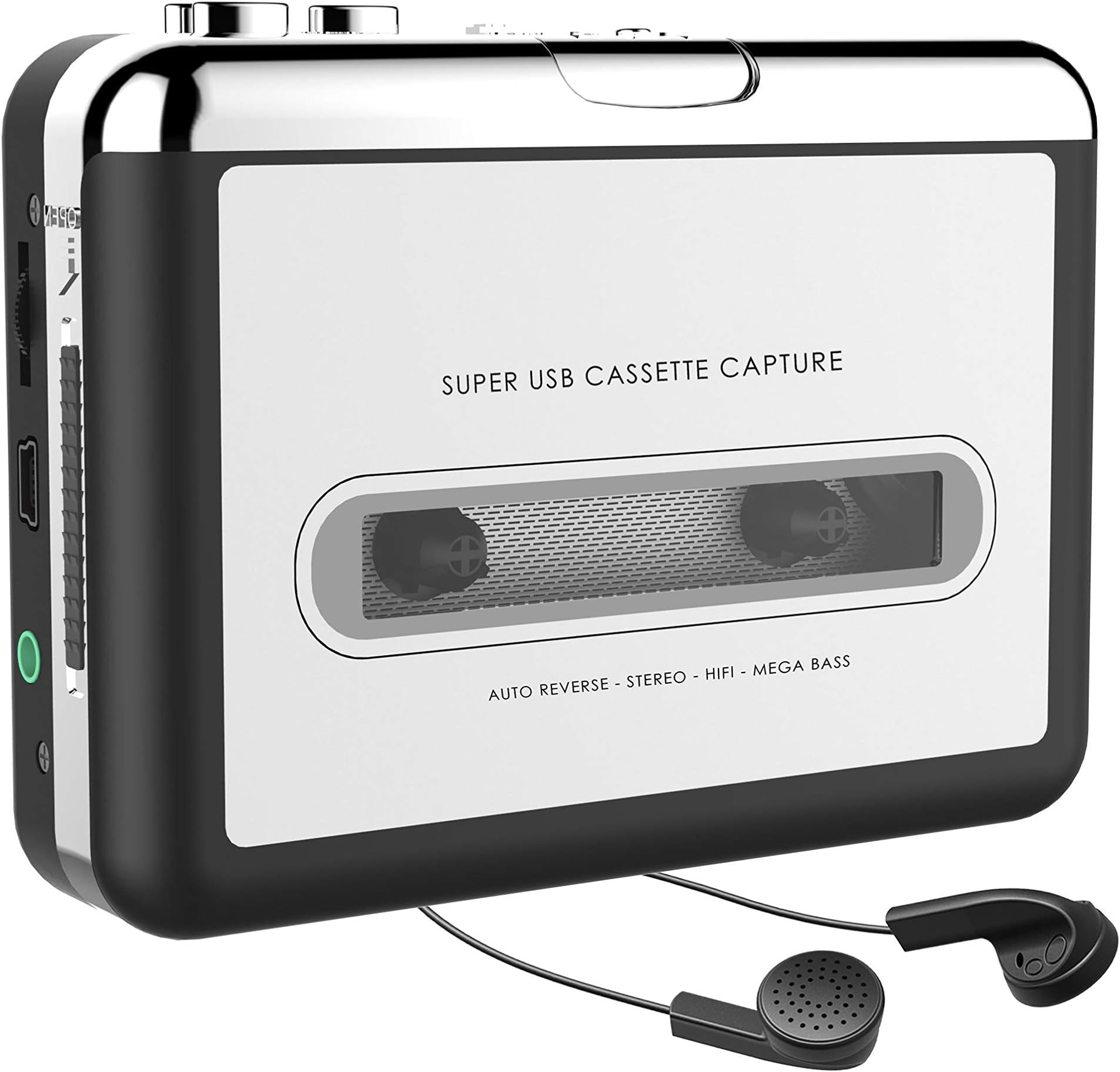 Dansrueus Cassette Tape to MP3 Converter Retro Walkman Audio Tape Capture to MP3 for Mac PC Laptop, Sliver