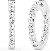 Belacqua Lab Grown 1 Carat Inside-Out Diamond Hoop Earrings Sterling Silver G/SI Huggie Hoops for Women, Gift Box