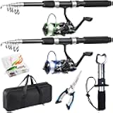 Tripquips Fishing Rod, 2PCS Telescopic Fishing Rod and Reel Combo with Fishing Pliers and Lip Gripper, Pre-Loaded Spinning Reel Combo, Fishing Pole with Carrier Bag Fishing Gear
