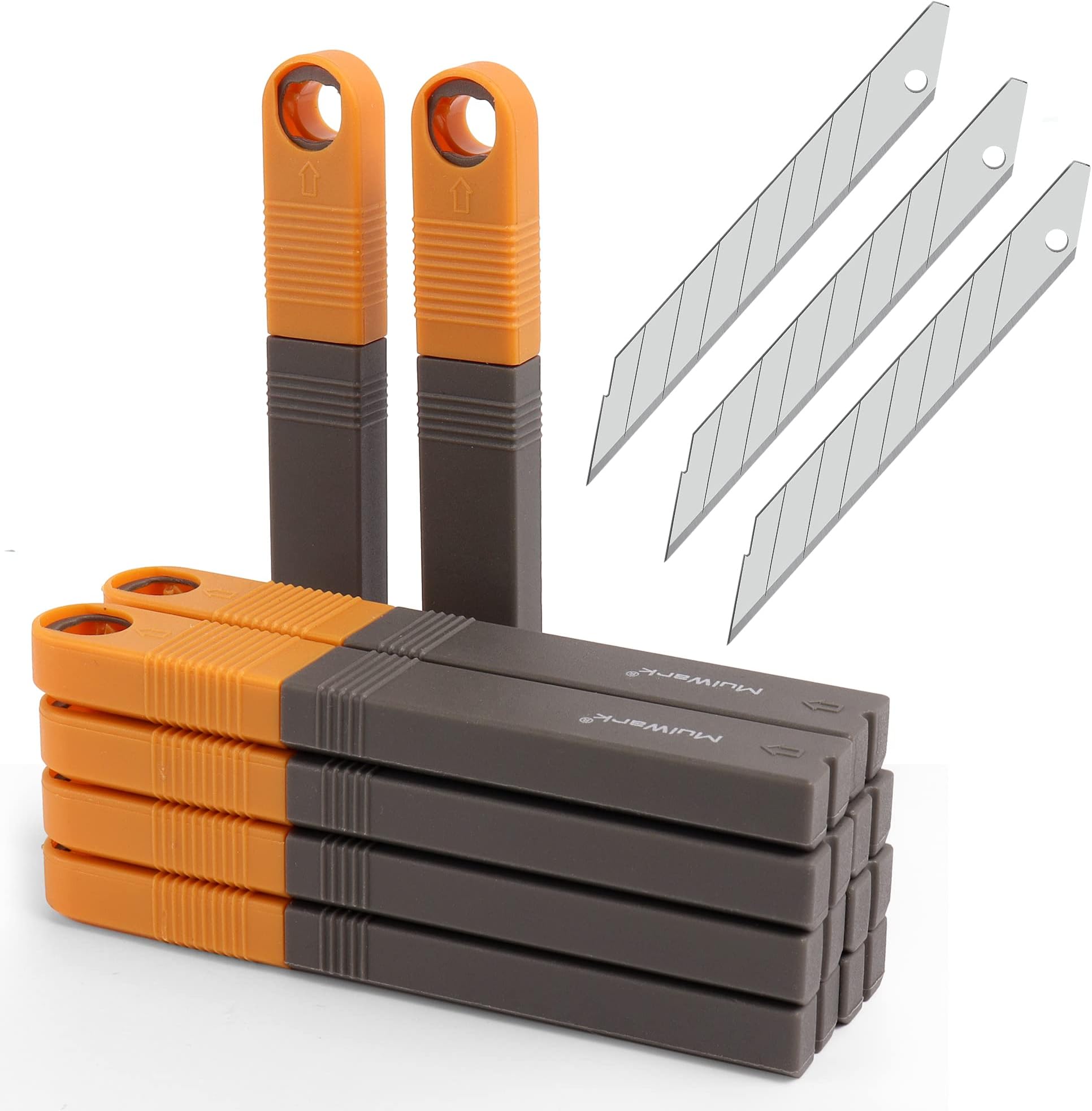 MulWark 100PC 9MM Snap Off 30 Degree Utility Knife Replacement Blades, Multi-Purpose Sharp Precision Box Cutter Blade for Universal Retractable Cutting Knives