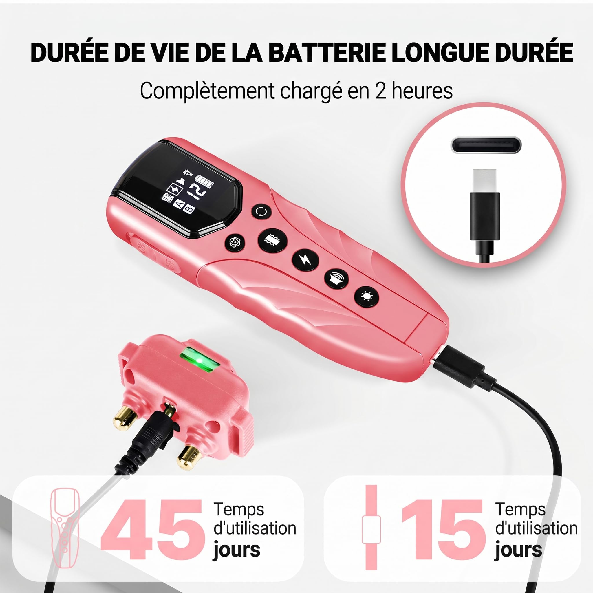 Collier de Dressage Chien avec Télécommande 2000 ft, Collier Électrique pour Chien Ultra Léger, Bip, Vibration, Collier Anti Aboiement Électrostatique, LED, Étanche, Rechargeable, Rose