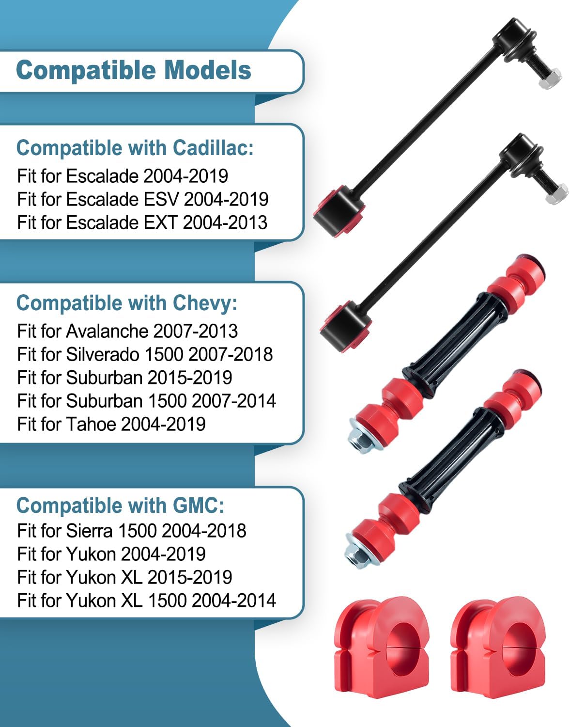 Front Rear Sway Bar Links with 36 MM Bushing Kit Fit for Escalade Avalanche Suburban Tahoe Yukon 2007-2020, Stabilizer Bar Bushing Kit Replace K700538 K200222 K6700