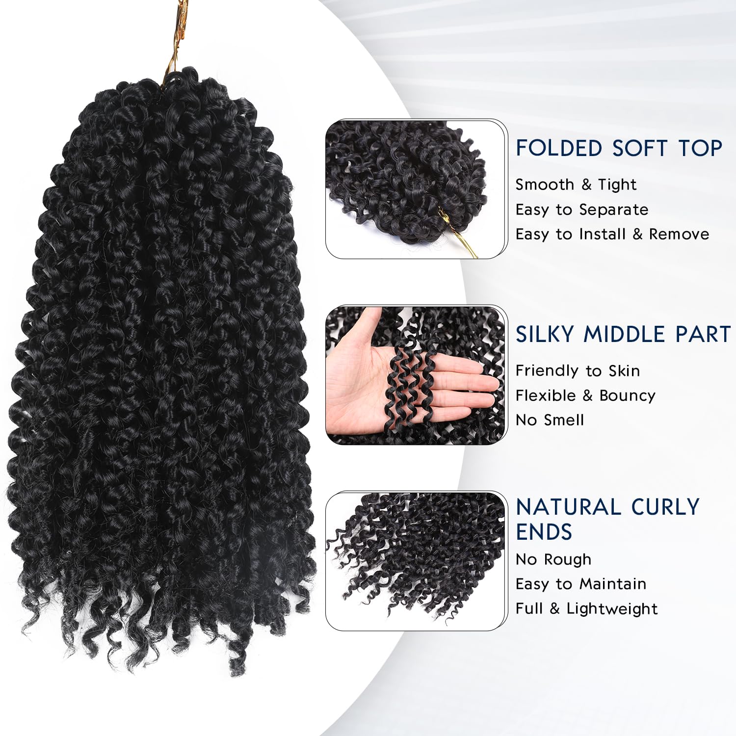 Quantum Love Kinky Curly Crochet Hair Short Marlybob Jerry Curl Natural Black Hair Extension for Black Women Short Passion Twist Synthetic Hair Extension (6 Pack 10 Inches)