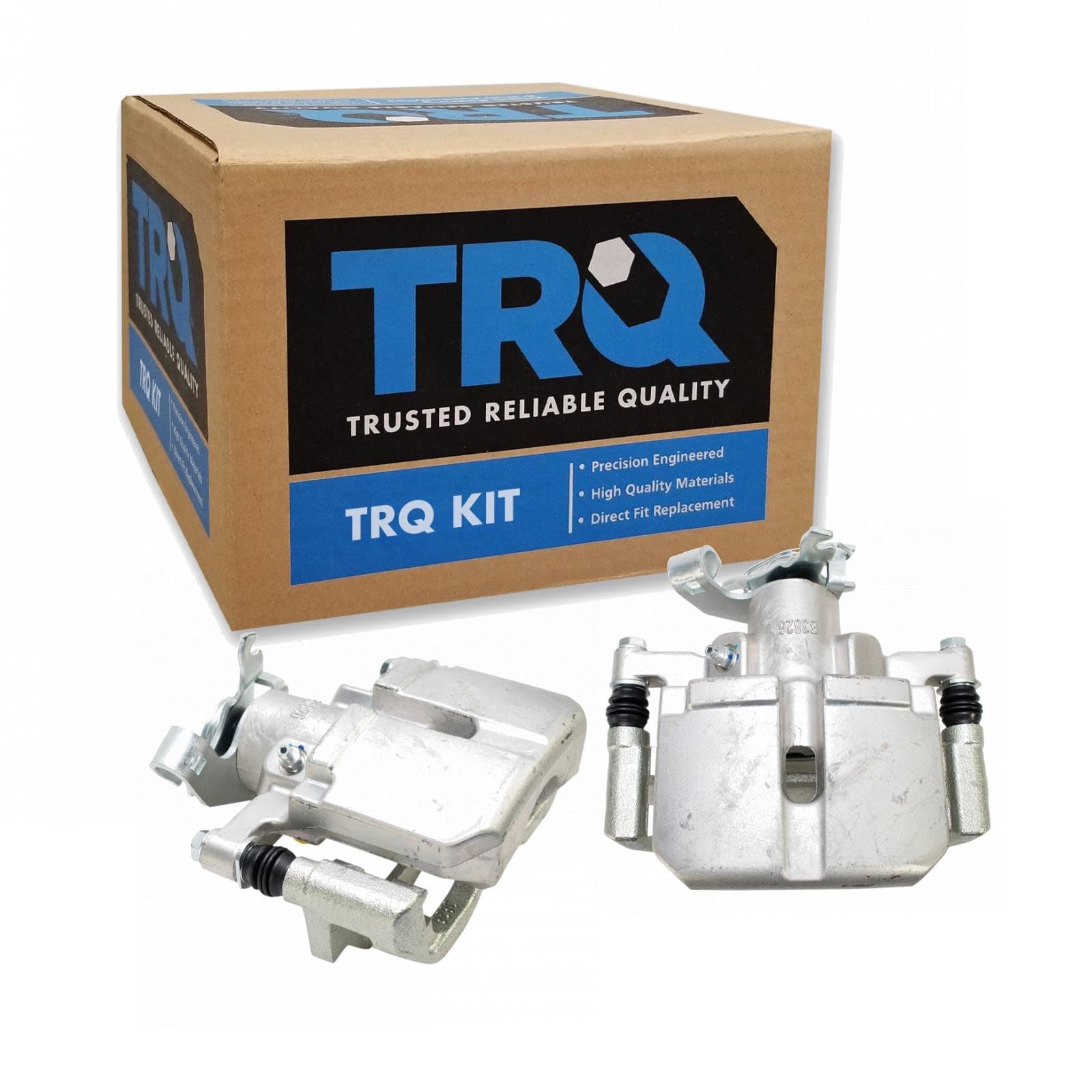 TRQ Rear Driver and Passenger Side Brake Caliper Set Caliper Brackets