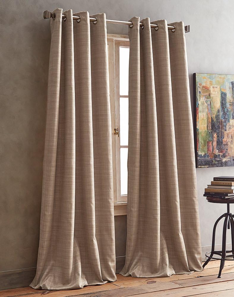 DKNY Derby Room Darkening Grommet Window Curtains for Living Room Panel Pair, 96-inch, Natural