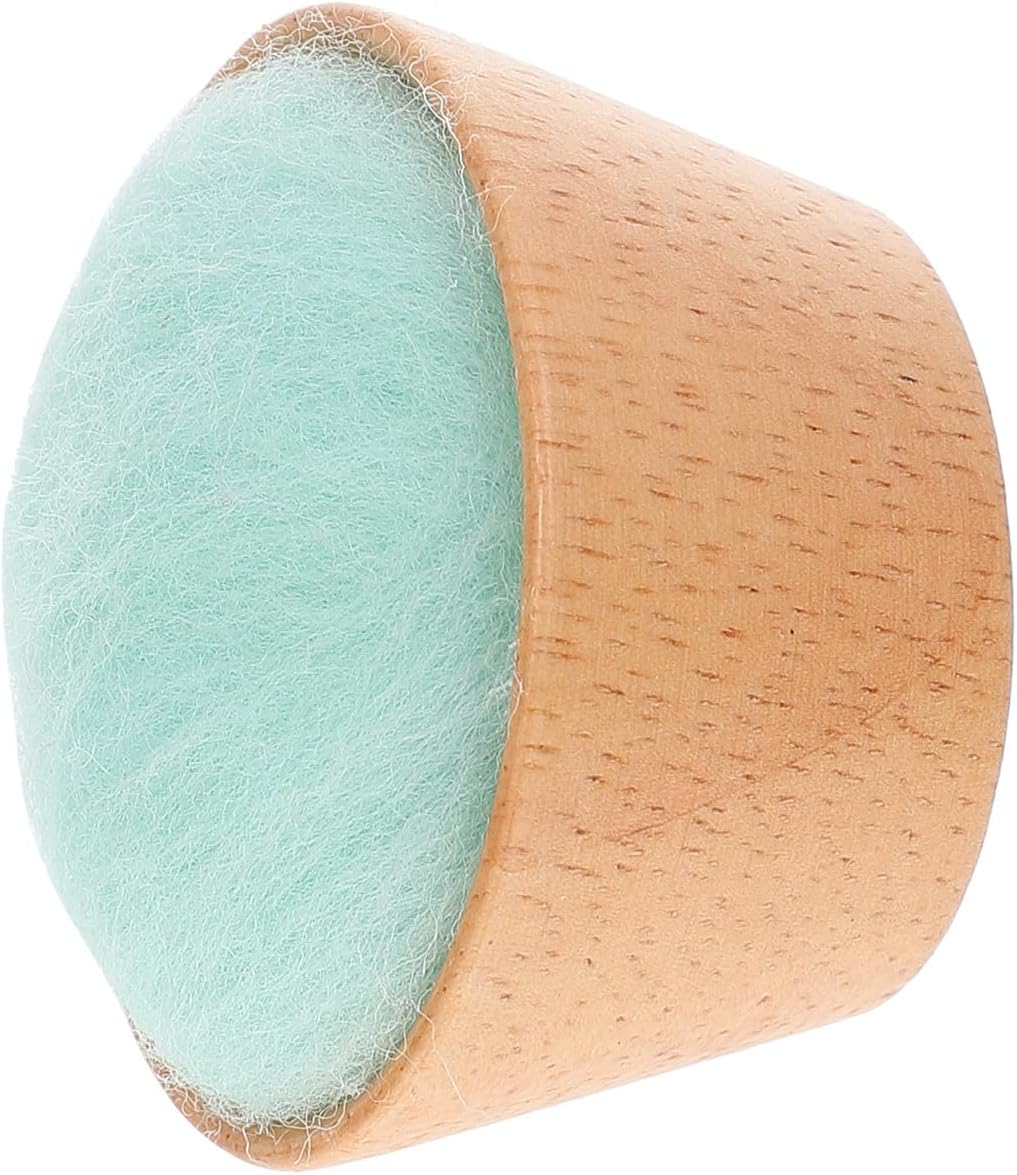 FRCOLOR Half-Round Wool Needle Pin Cushion with Handmade Wooden Base, Sewing Needle Holder for DIY Crafts, Green Pincushion Storage Tool for Home Sewing and Embroidery