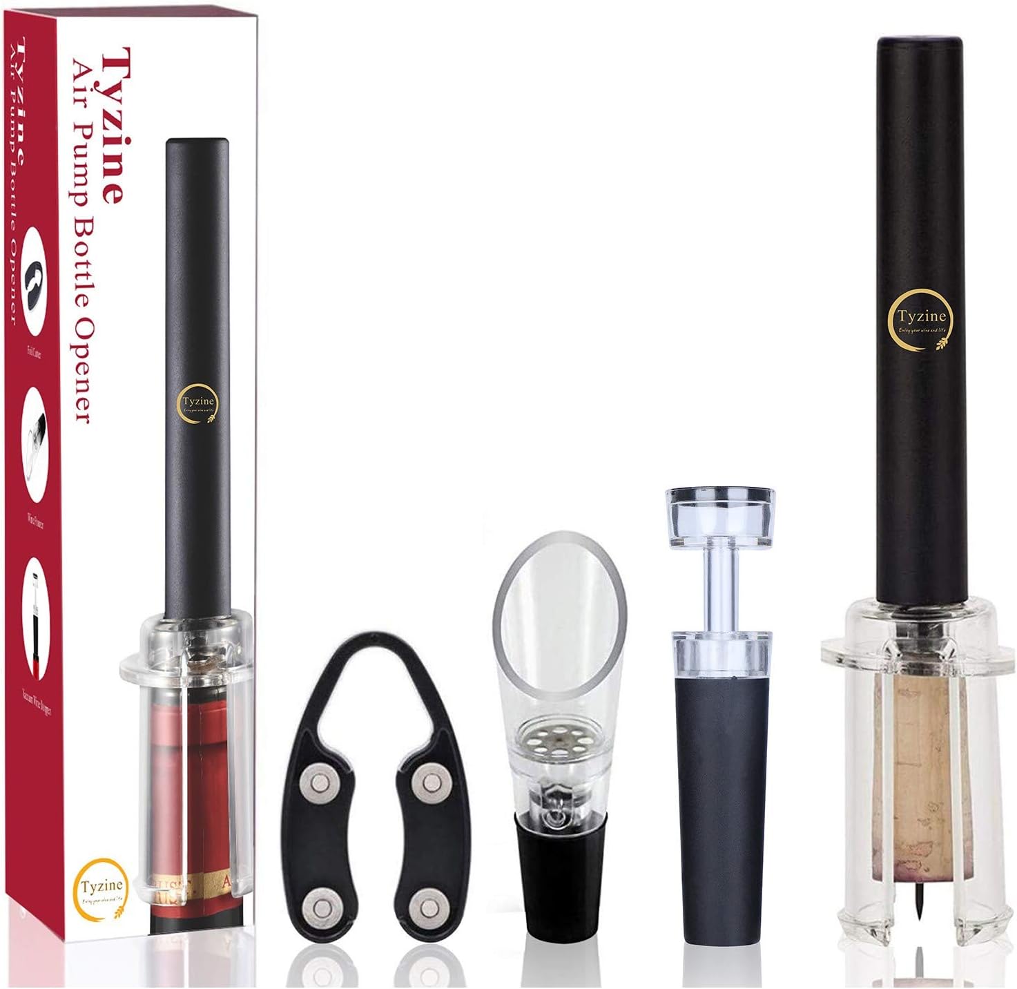 Exclusive Special Tyzine Wine Air Pressure Pump Bottle Opener Set With Foil Cutter,Simple Wine Pump Cork Remover Corkscrew,Efficient Corkscrew Bottle Opener,Easy Screw Out Tool,Great For Wine Lovers,Perfect Wine Gift.