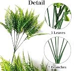 10PCS Fausse Fern en plein air - Ferns Plantes artificielles pour les fougères de plein air qui semblent vrais Boston Faux Stems de fern intérieur UV Plantes extérieures résistantes artificielles pour le décor de verglas de porc