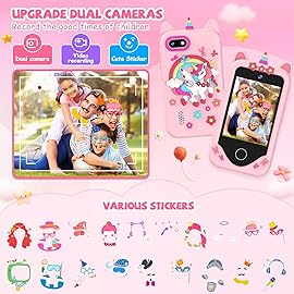 Kids Smart Phone for Girls Gifts - Toddler Christmas Birthday Gift for Age 3 4 5 6 Year Old, Kids Cell Phone Toy with Touchscreen, Dual Cameras, Learning, Kid Mp3 Player, Games with 32 GB Card
