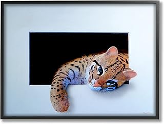 Stupell Industries Baby Ocelot Cat Relaxing Paw Dark Mysterious Space, Design by Alan Weston