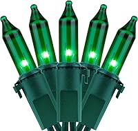 Vista 16 de Luces de Navidad incandescentes en tira con cable en verde.