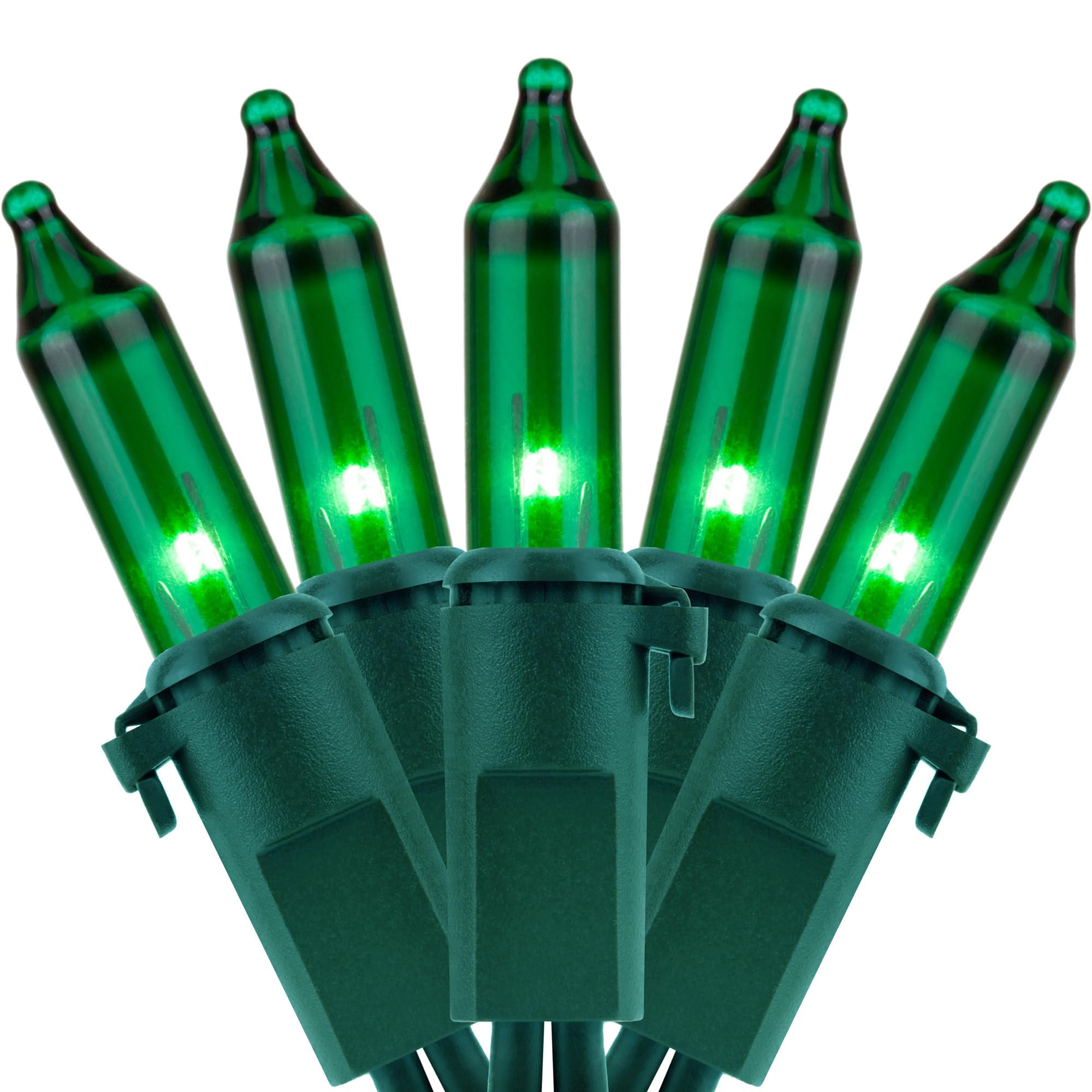 YULETIME 200 Green Christmas String Lights, 2-Set 33 ft 100 ct Green Wire
