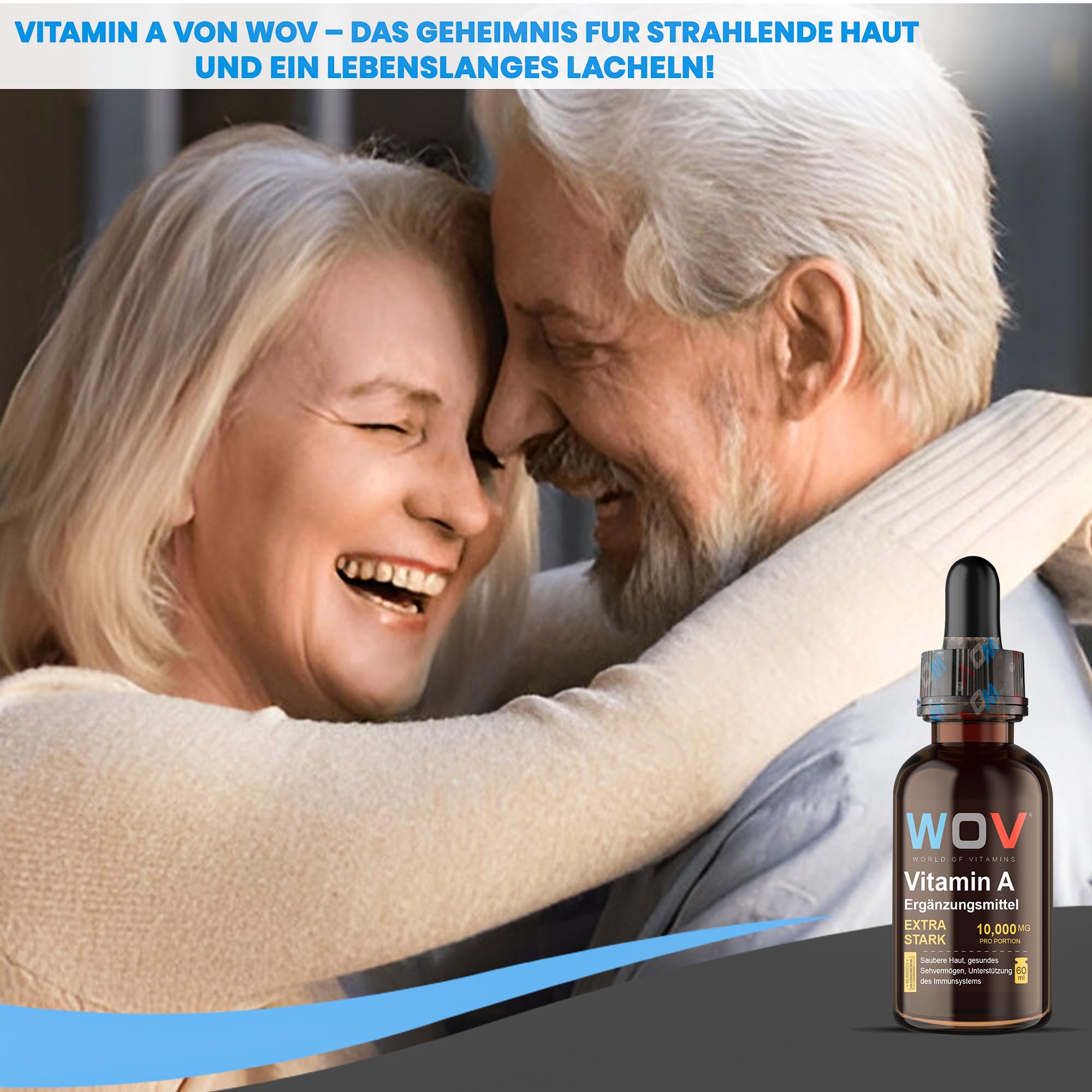 WOV Vitamin A Tropfen 10.000 mg - 60 ml (2000 Tropfen) - Vegan Retinol in MCT-Kokosöl - Hochdosiert für Haut, Augen & Immunsystem - Laborgeprüft, Zusatzstofffrei
