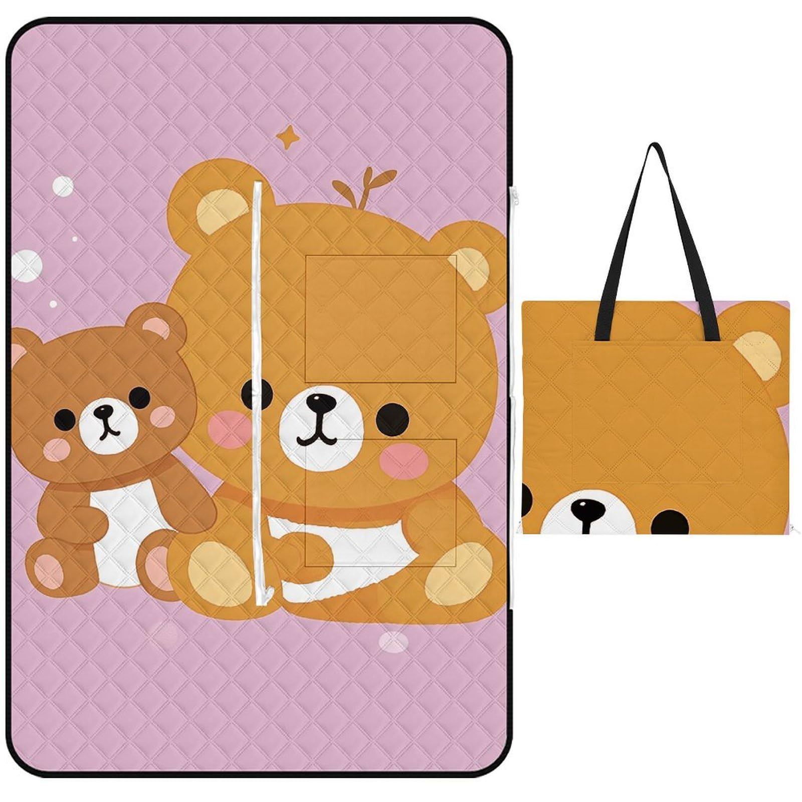 Couverture d'extérieur ours mignon zippée pour sorties en famille