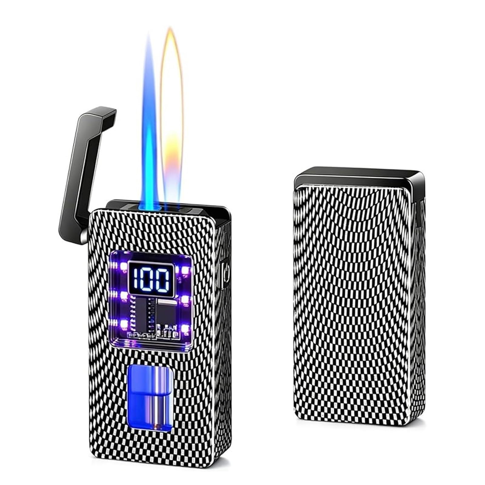 Smart Metal Voice-Activated Lighter — Dual-Flame Switchable, Multiple Ignition Modes. Ideal for BBQs, Candles, and Outdoor Use; A for Men.(A)