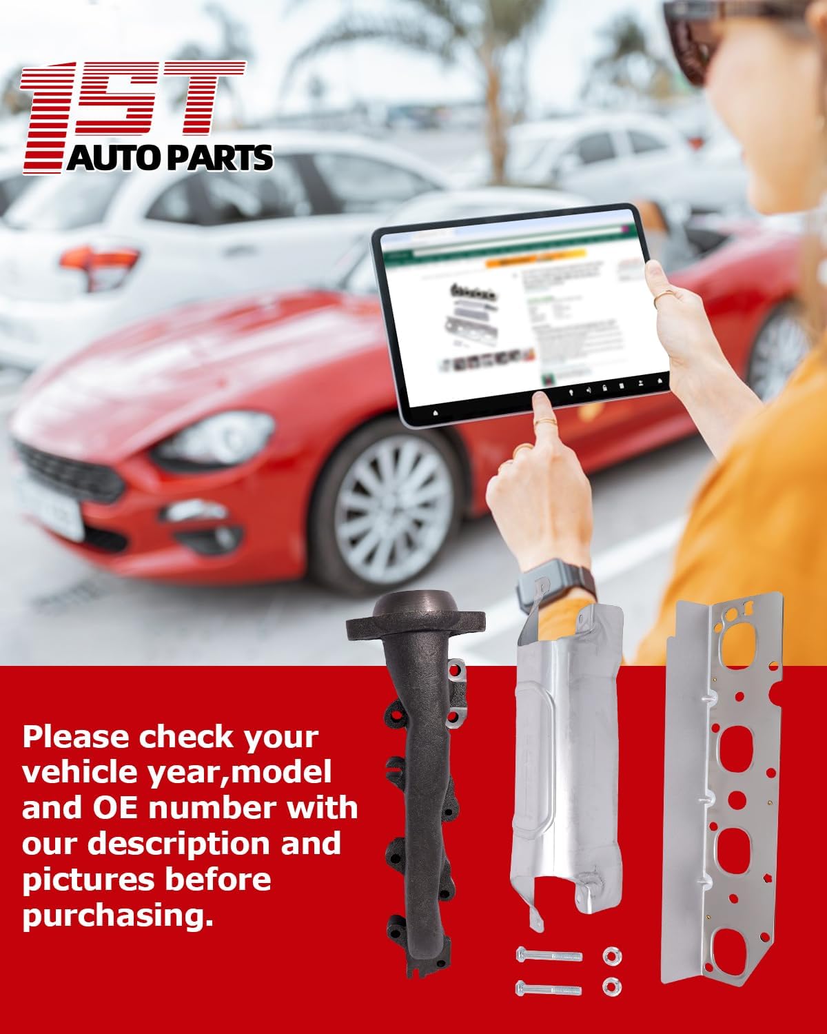 1ST Right Exhaust Manifold Kit with Gasket 5045486AA Fits for Ram 1500 2013-2018, 2500 2014-2021, 3500 2013-2020, 1500 Classic 2019-2024, Replaces OE: 674-685 674685