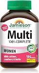 Jamieson 100% Multivitamine complète pour les femmes, avec canneberge, biotine et calcium, soutient l'énergie, l'immunité, la santé quotidienne, la peau saine et la santé osseuse, un par jour, 160 Caplets