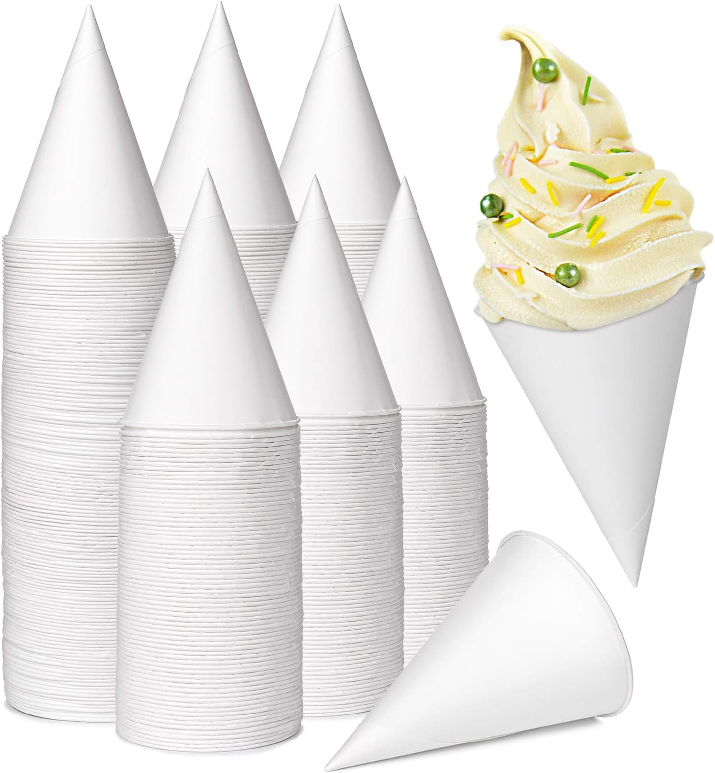 YOPAY 600 Pack Cone Water Cups, 4OZ Disposable Dispenser Paper Snow Cups for Shaved Ice, Office Water Cooler, Sports Teams or Fundraisers, Craft Funnels for Oil or Protein Powder Drinks, White