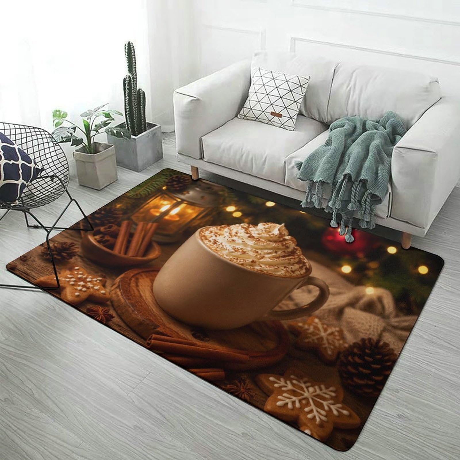 Festive Hot Chocolate with Gingerbread Cookie Tapis 150 x 100 cm