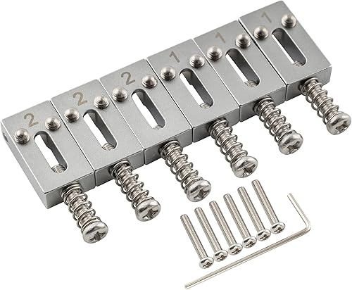 Miniatura 25 de Musiclily Sillas de puente de guitarra de latón ultra de 0.413 in, sillín de puente de trémolo para Fender Telecaster Tele Stratocaster Strat ST TL