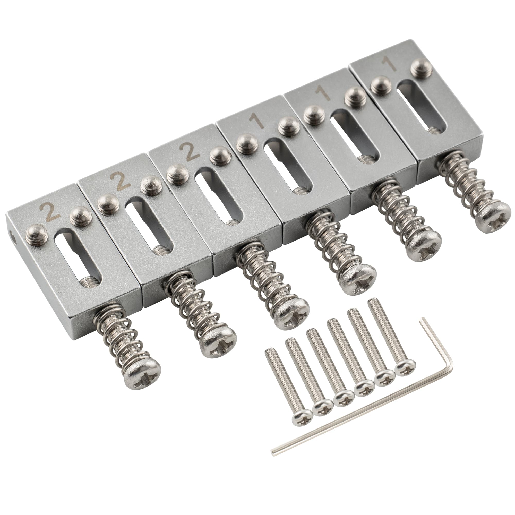 Musiclily Ultra 10.5mm Brass Guitar Tremolo Bridge Roller Saddles for Strat Tele Style Electric Guitar Chrome (Set of 6) - Image 3