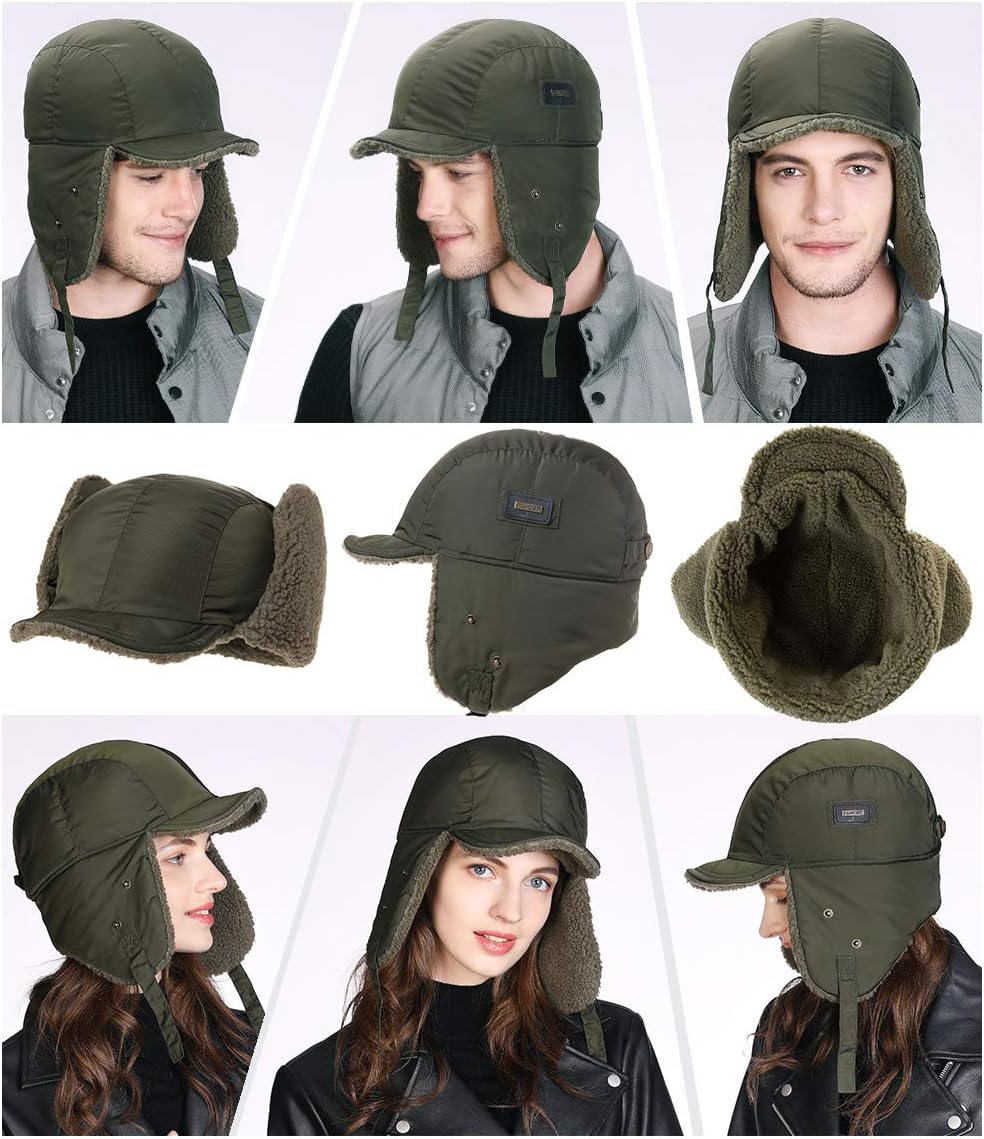 Oversized XL/XXL Waterproof Aviator Cap Faux Fur Earflap Mask Winter Trapper Hat Cold Weather - Image 2