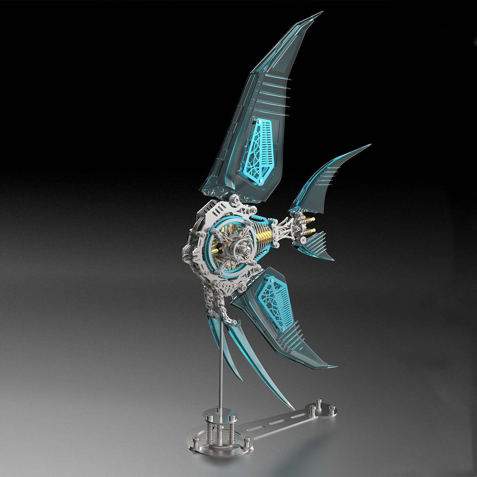 Metalkitor Metalowe puzzle 3D dla dorosłych - zestaw modelowy skalary z magnetycznymi światłami sterującymi, steampunk, ozdoba DIY, montaż łamigłówki, 529 szt., niebieskie