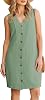 Vestido de lino para mujer GRAPENT GPAPENT, casual de verano, sin mangas, con botones, cuello en V, bolsillos, lazo, largo hasta la rodilla, suelto 1