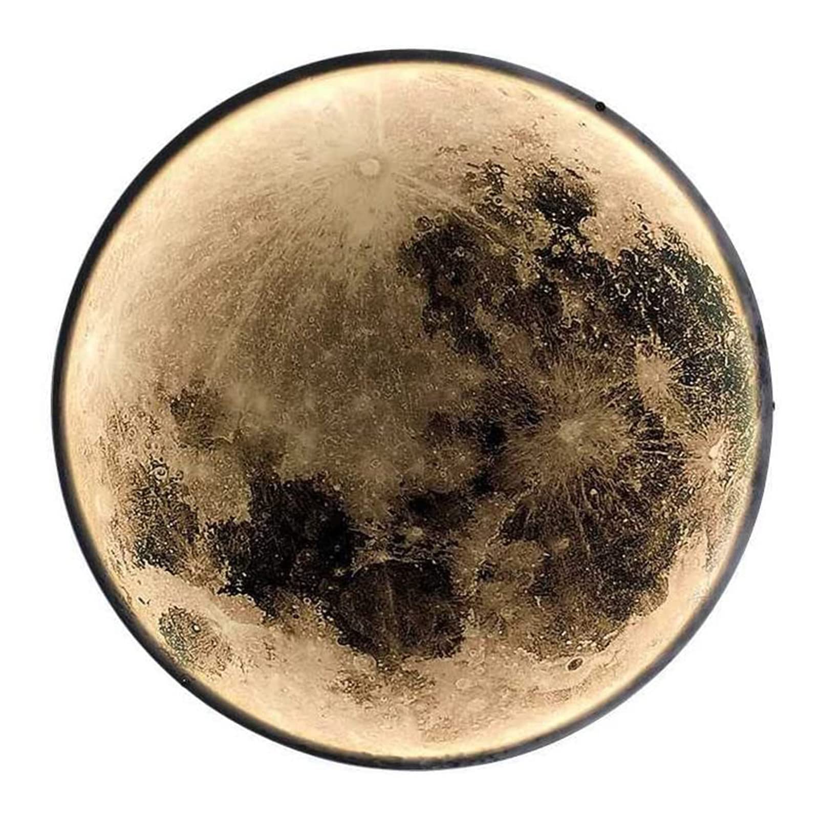 YANGM LED Moon Wall Lights, Moon Mirror Lunar Light, Wall-Mounted LED Night Light with tri-Color dimmable Moon Shaped Home Interior Decoration Anniversary Marriage Valentines Day Gift (50cm)