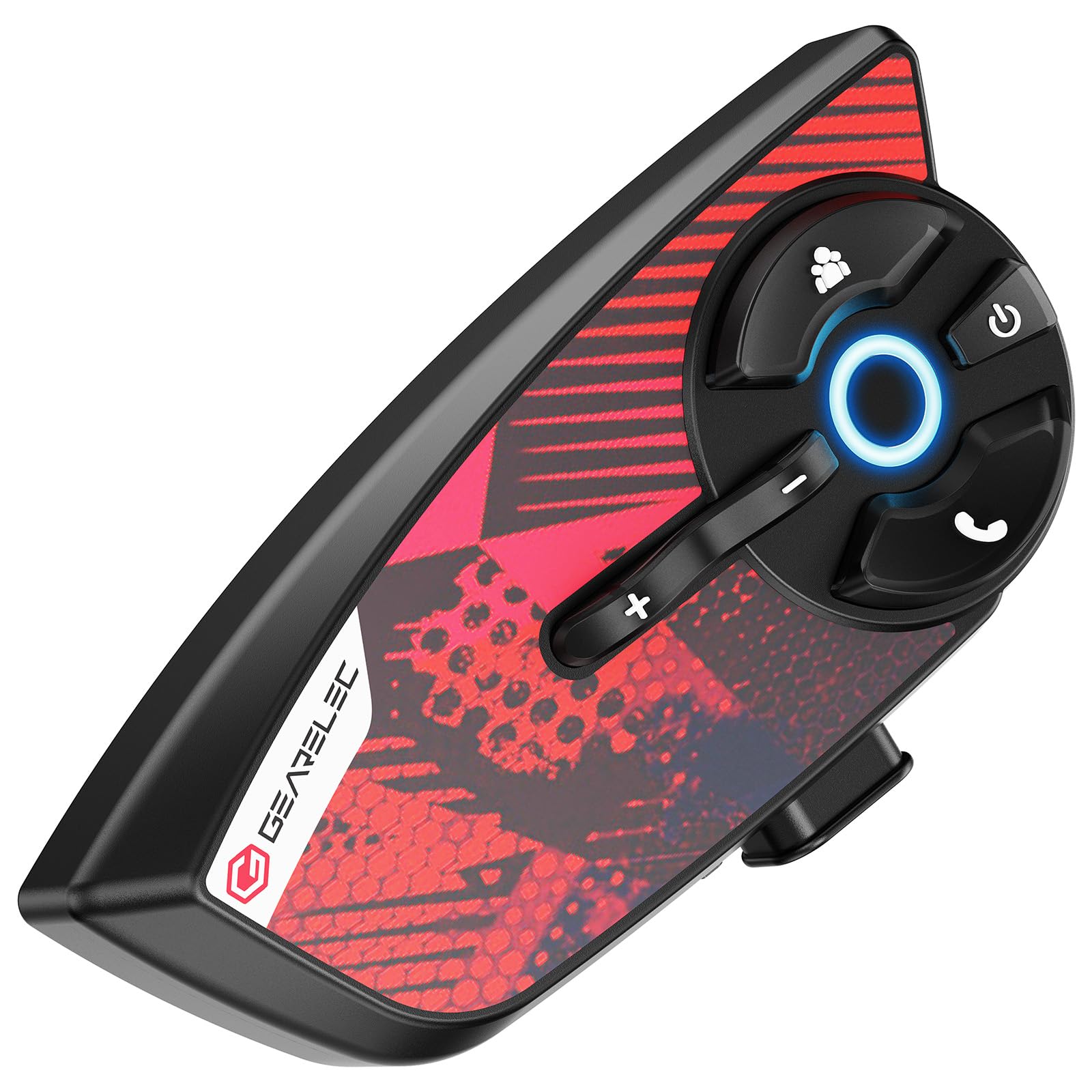 gearelec Helmet Bluetooth Headset V5.2 BT &【Cool Graffiti Panel】,4 Riders 1500M Helmet Communication System with Music Sharing, Motorcycle Bluetooth Headset-HiFi Sound & Noise Reduction，IP65 Red