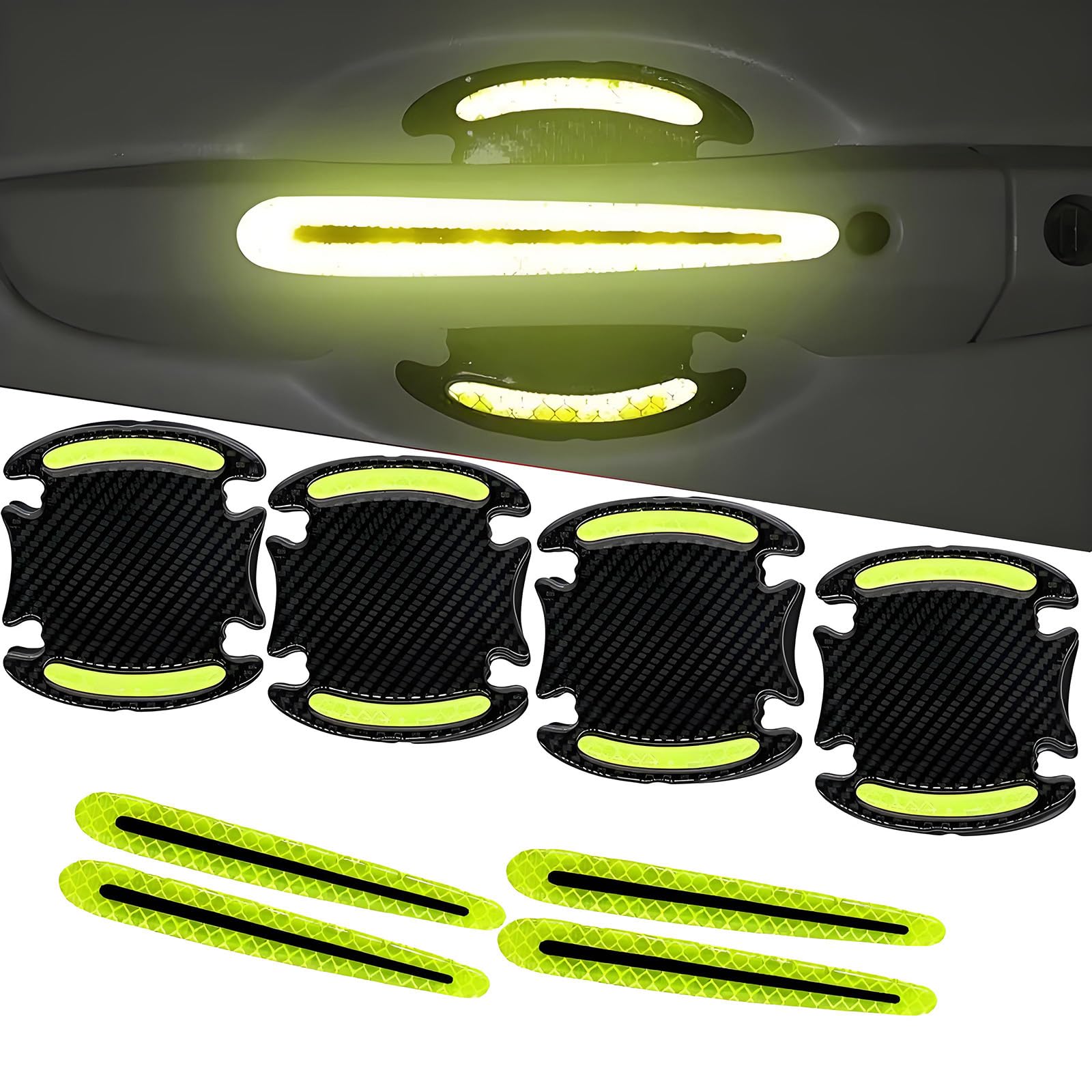 LXFDAFA 8Pcs Car Door Handle Protector for VW Tiguan SWB LWB Allspace 2016-2022, Luminous Door Handle Paint Scratches Guard Car Door Bowl Protective Film Strips